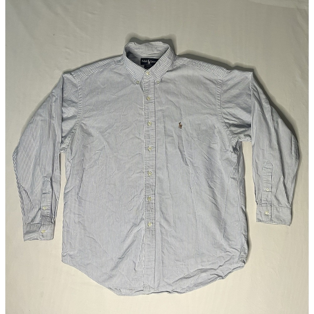 Polo Ralph Lauren Oxford Dress Shirt Men's 17-35 Stripes Long Sleeve Button Up